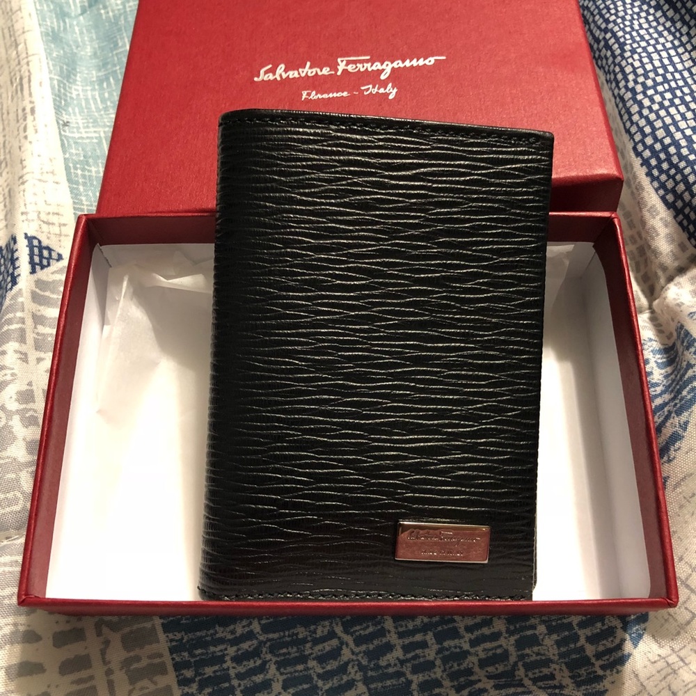 Ferragamo Bifold Stamped Calf Card Wallet